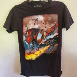 Black Matter Unisex Cat Riding Fire Breathing Dragon T-Shirt
